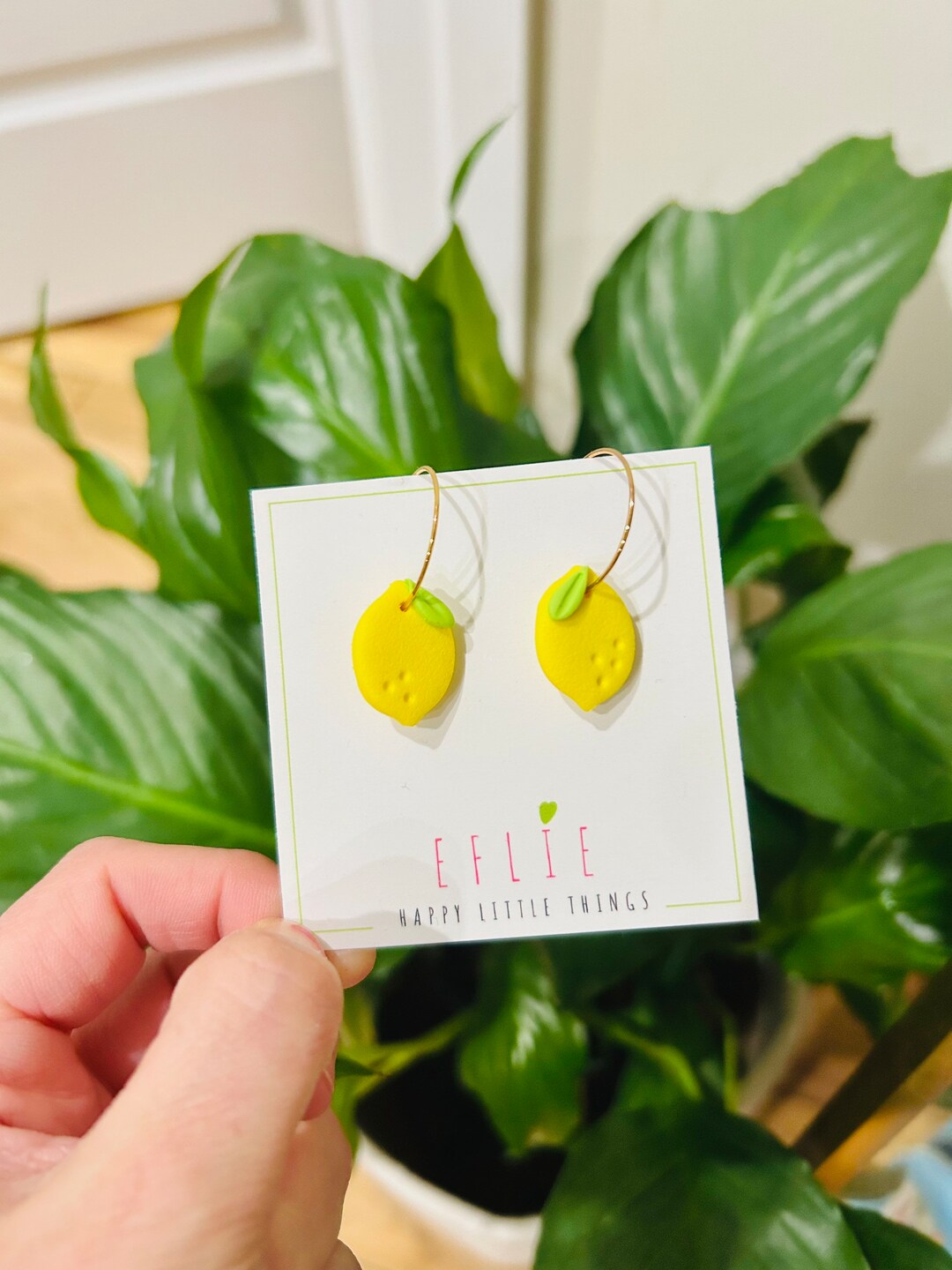 Lemon Dangle Earrings Summer Fruit Jewelry Cute Food Earrings Yellow