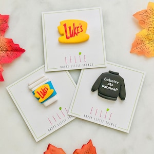 Magical Fall Magnets Needle minders | Coffee Diner ToGo | Fall Clay Collection | Small Town Gift Ideas | Sweater Diner Magnet | Love Coffee