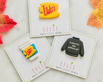 Magische Herbst Magnete Nadelmagnete | Coffee Diner ToGo | Herbst-Ton-Kollektion | Kleine Stadt Geschenkideen | Pullover Diner Magnet | Liebe Kaffee