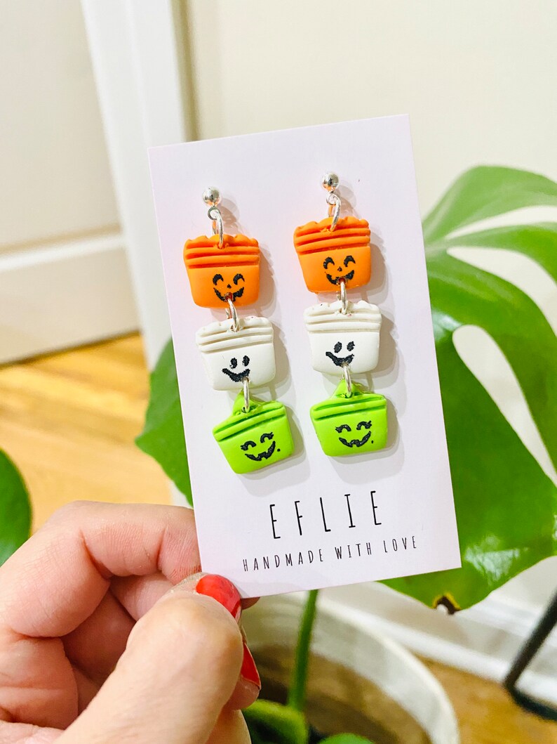 Mcdonalds Halloween Happy Meal Buckets Dangling Halloween Earrings