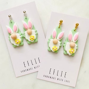 Easter Spring Gnome Earrings | Easter Cute Gnome Clay Earrings | Pastel Beautiful Dangling | Spring Gnome Dangle | Cute Gift Ideas For her