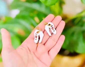 T-Rex Skull Dangle Earrings: Handmade Clay Dinosaur Jewelry