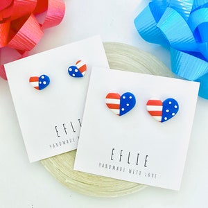 4TH OF JULY Heart Stud Earrings | 4th Of July Stars Earrings | Heart Flag Dangling | American Flag Earring Jewelry Gifts | Love Memorial Day