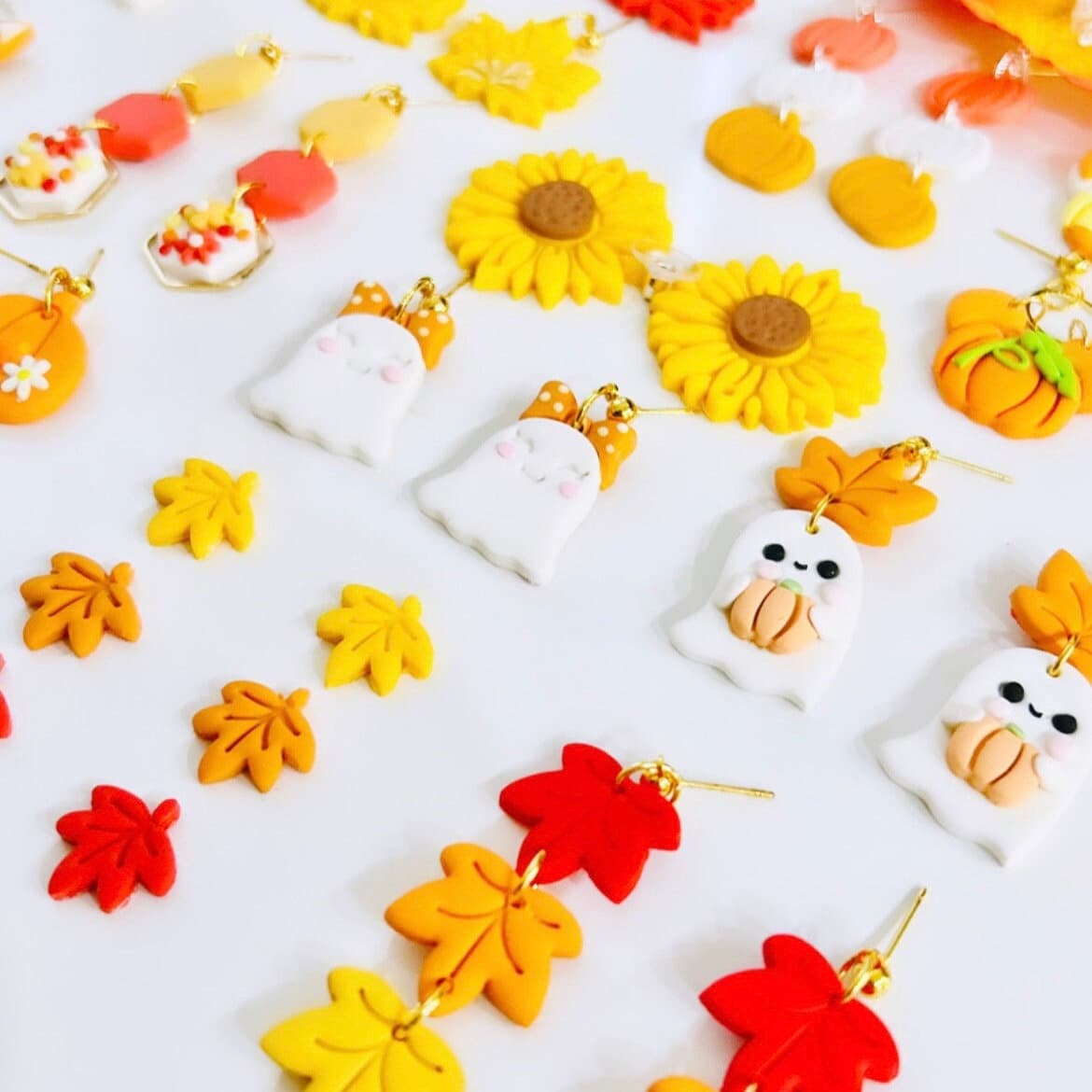 Halloween Cute Witch Ghost Pumpkin Earring | Clay Fall Studs | Cute Spooky Ghost Dangling | Halloween Gift Idea | Halloween Spooky Earrings