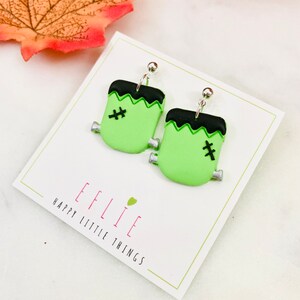 Frankenstein Dangle Earrings | Halloween Earrings | Halloween Dangling | Basic Frankenstein Face Jewelry Earrings | Halloween Costume Gift image 3
