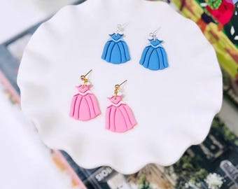 Pendientes de arcilla con forma de vestido de princesa, joyería de cuento de hadas, colgantes mágicos, regalo de feria renacentista, niñas, Coldplay, Pixie, Fairyland, colgantes hechos a mano, amor