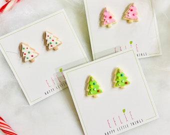 Oorknopjes kerstboomsuikerkoekjes | Roze kerstboomstekers | Vakantieoorbellen | Snoepvakantieoorbellen | Leuk kerstcadeau