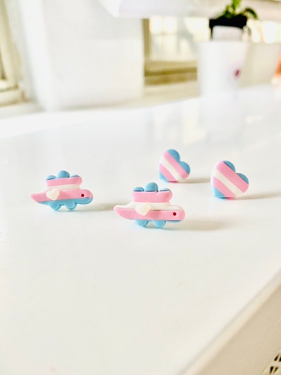 Transgender Dinosaurs Stud Earrings | LGBT Studs | Rainbow Flag Jewelry | Trans PrIde Heart Earrings | Pride Month Gift Idea for LGBT | Love