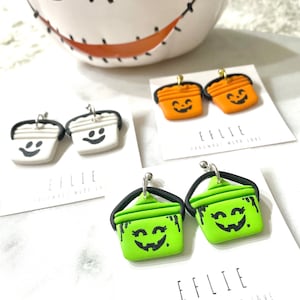 Cute Halloween Happy Meal Buckets | Halloween Earrings | Halloween Dangling | Witch Jewelry Earrings | Halloween Candy Bucket