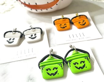 Cute Halloween Happy Meal Buckets | Halloween Earrings | Halloween Dangling | Witch Jewelry Earrings | Halloween Candy Bucket