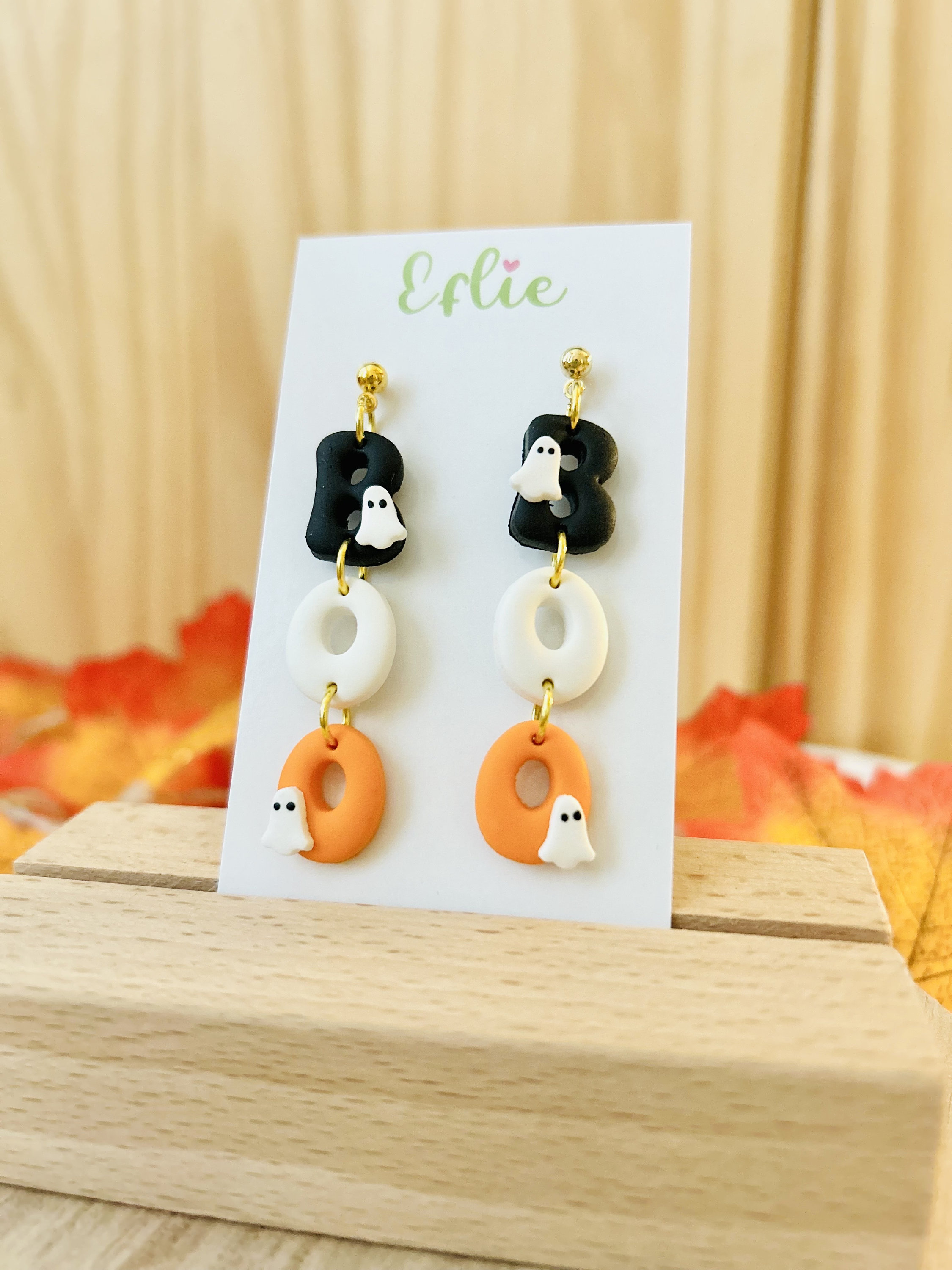 Cute Halloween Ghost BOO Earrings For Women - Handmade Polymer Clay Dangle Earrings