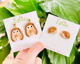 Hedgehogs Dangle Earrings | Animal Earrings | Hedgehogs Lover Gift Idea | Handmade Clay Earrings | Animal Lovers | Beautiful Jewlery Gift
