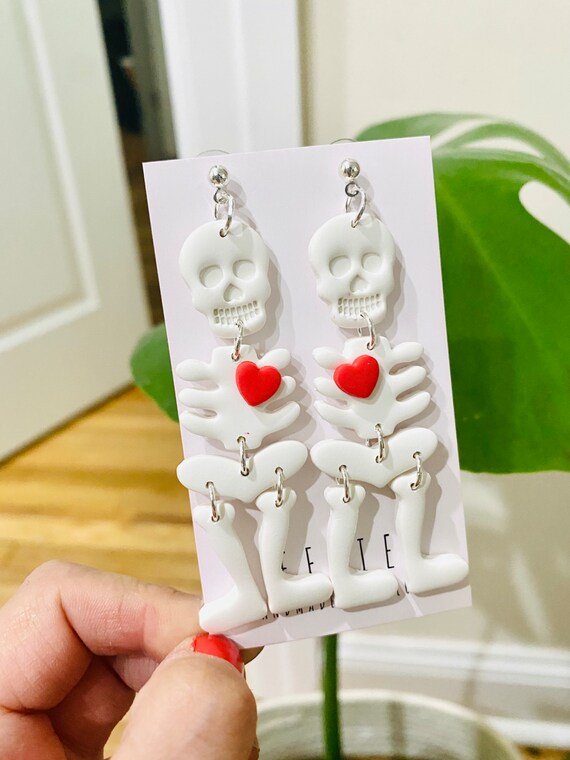 Dangle skeleton earrings best sale