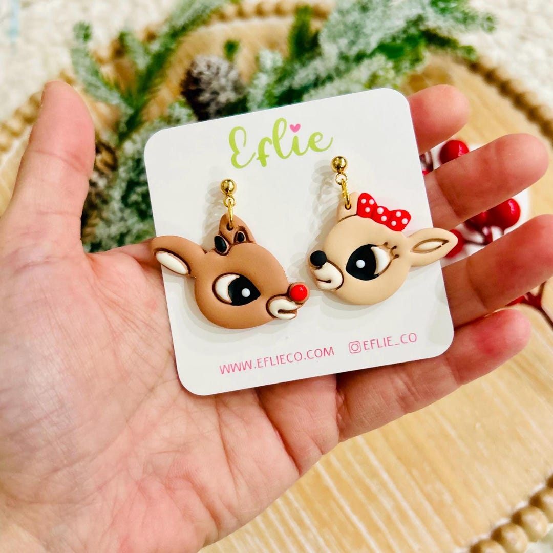 Orecchini natalizi a forma di renna boho, orecchini con cristalli a forma di renna, orecchini a lobo con renna in strass, orecchini in oro rosa con renna, orecchini scintillanti da festival, gioielli
