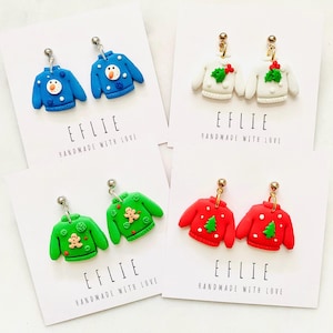 Ugly Sweater Christmas Earrings | Dangling Sweater Weather Earrings | Christmas Holiday Jewelry | Holiday Sweater Earrings Gift Idea | Cute