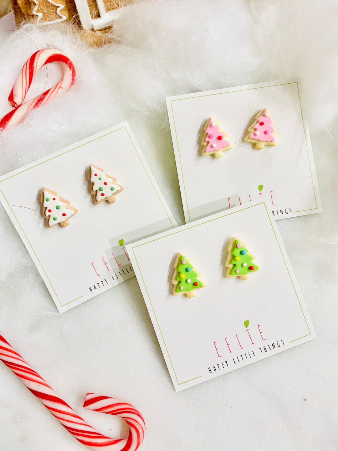 Christmas Tree Sugar Cookies Stud Earrings Pink Christmas Tree Studs ...