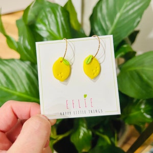 Lemon Dangle Earrings | Summer Fruit Jewelry | Cute Food Earrings | Yellow Fresh Lemon Dangling | Summer Beach Jewelry Children Gift idea