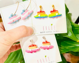 Rainbow Dinosaurs Dangle Earrings | LGBT Jewelry | Pride Month Gift | LGBT Community Dinosaur Rainbow Dangling | Pride Month LGBT Parade