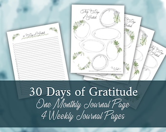 Gratitude Journal, 30 Days of Gratitude, Thanksgiving Journal, Month of Daily Blessings, Month of Gratitude, 30 Days of Thanksgiving