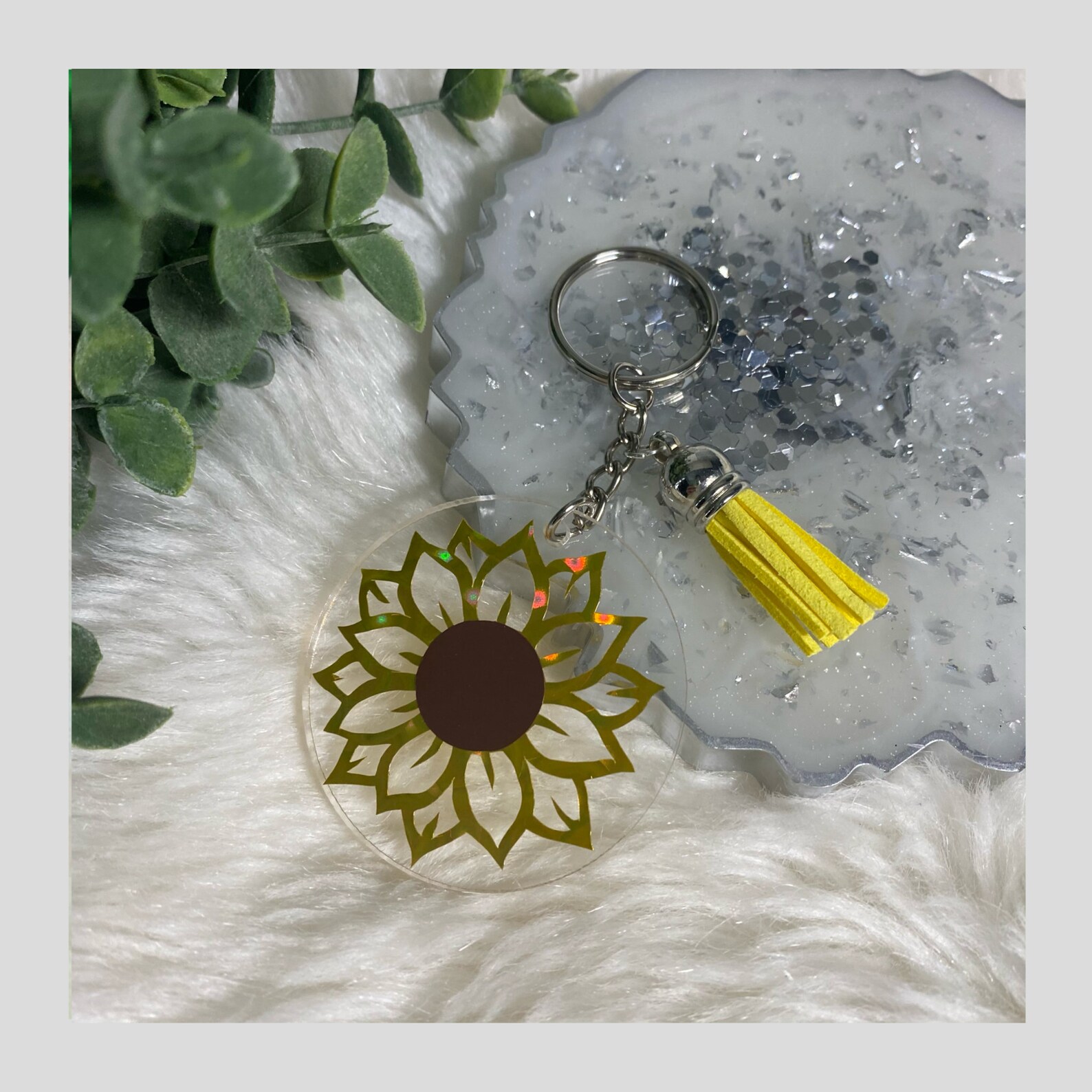 Sunflower keychain Acrylic keychain Custom keychain Etsy