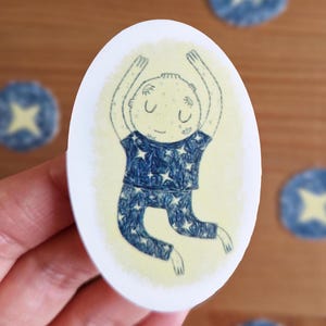 Adesivo bambino luna danzante con stelle