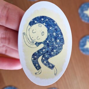 Adesivo bambino luna addormentata con stelle