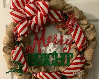Christmas wreath merry and bright.
