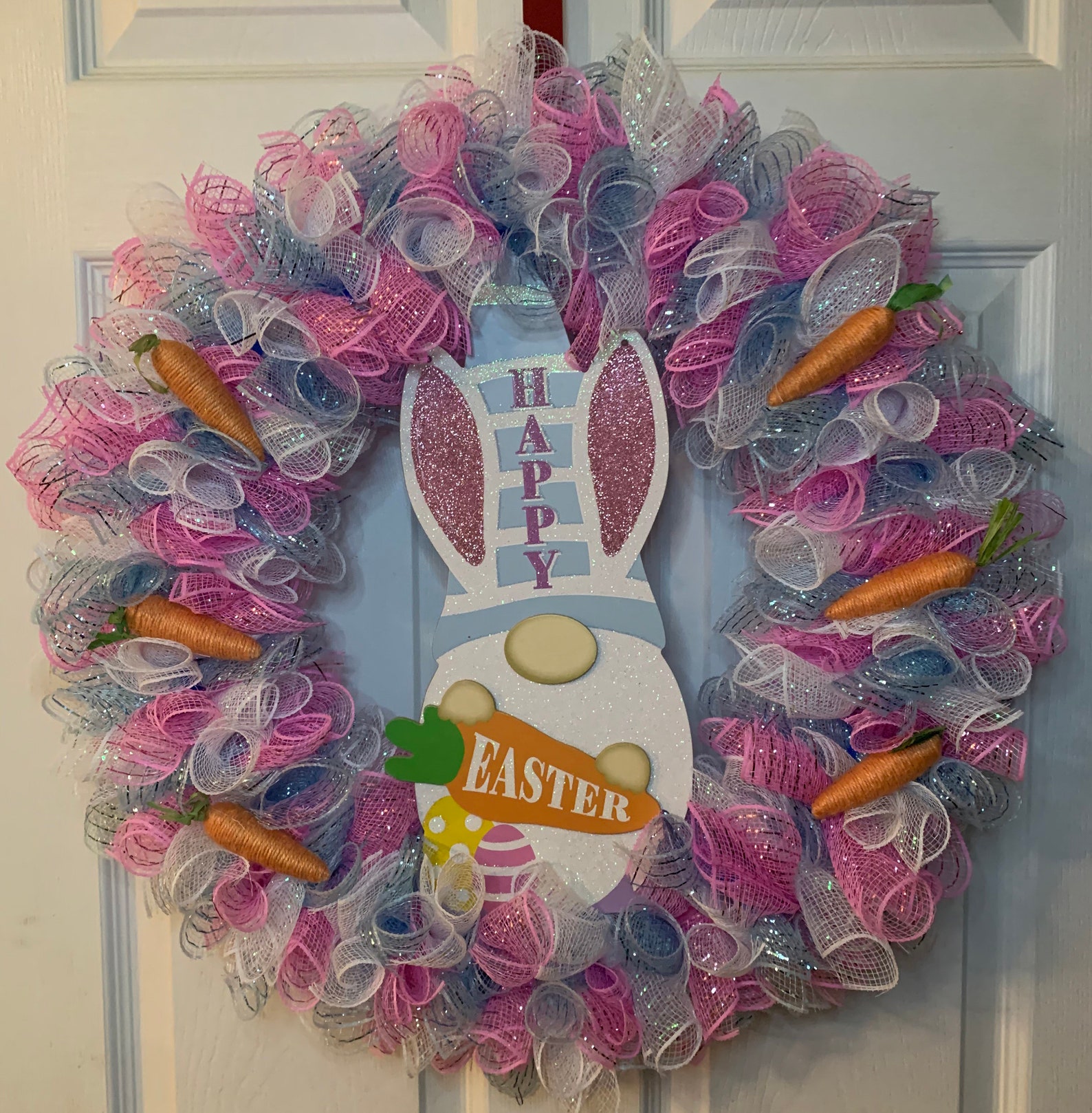 Happy Easter Gnome Deco Mesh Wreaths with Carrots Happy Easter Gnome Deco Mesh Wreaths with Carrots