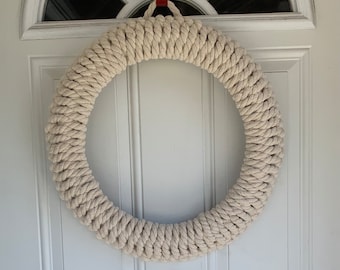 Nautical cotton rope wreath.