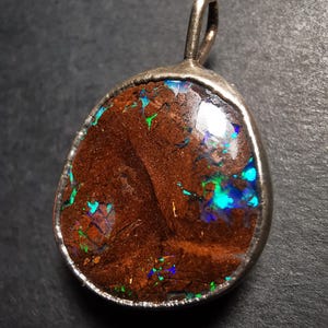 Australian Boulder opal pendant, stamped 925