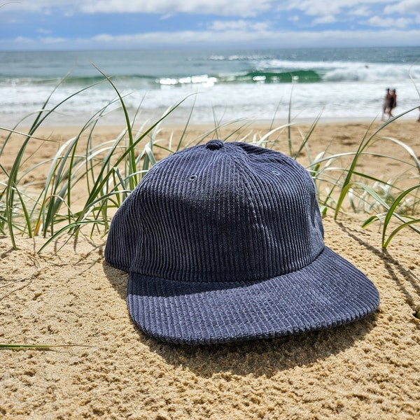 Embroidered Cord Cap - Petrol Blue