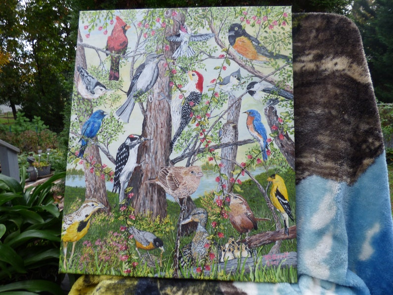 Birds oil painting