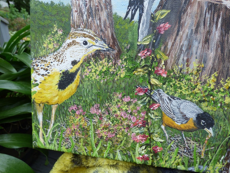 Birds oil painting