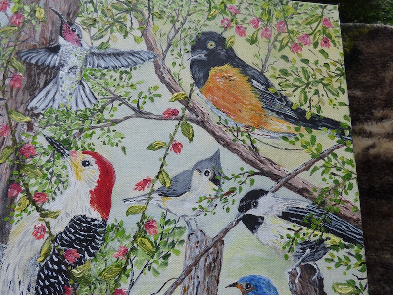 Birds oil painting