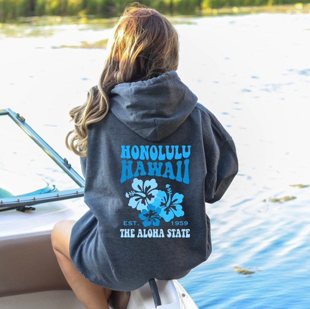 Honolulu Hawaii Preppy Sweatshirt Trendy Hibiscus Etsy