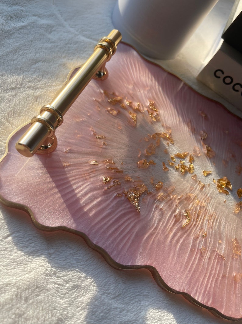 Pink Resin Tray Pink Vanity Tray Pink Perfume Tray Pink Etsy