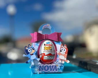 Blue & Bingo Kinder Egg Party Favor Box – Custom Name – Birthday Favor Bag