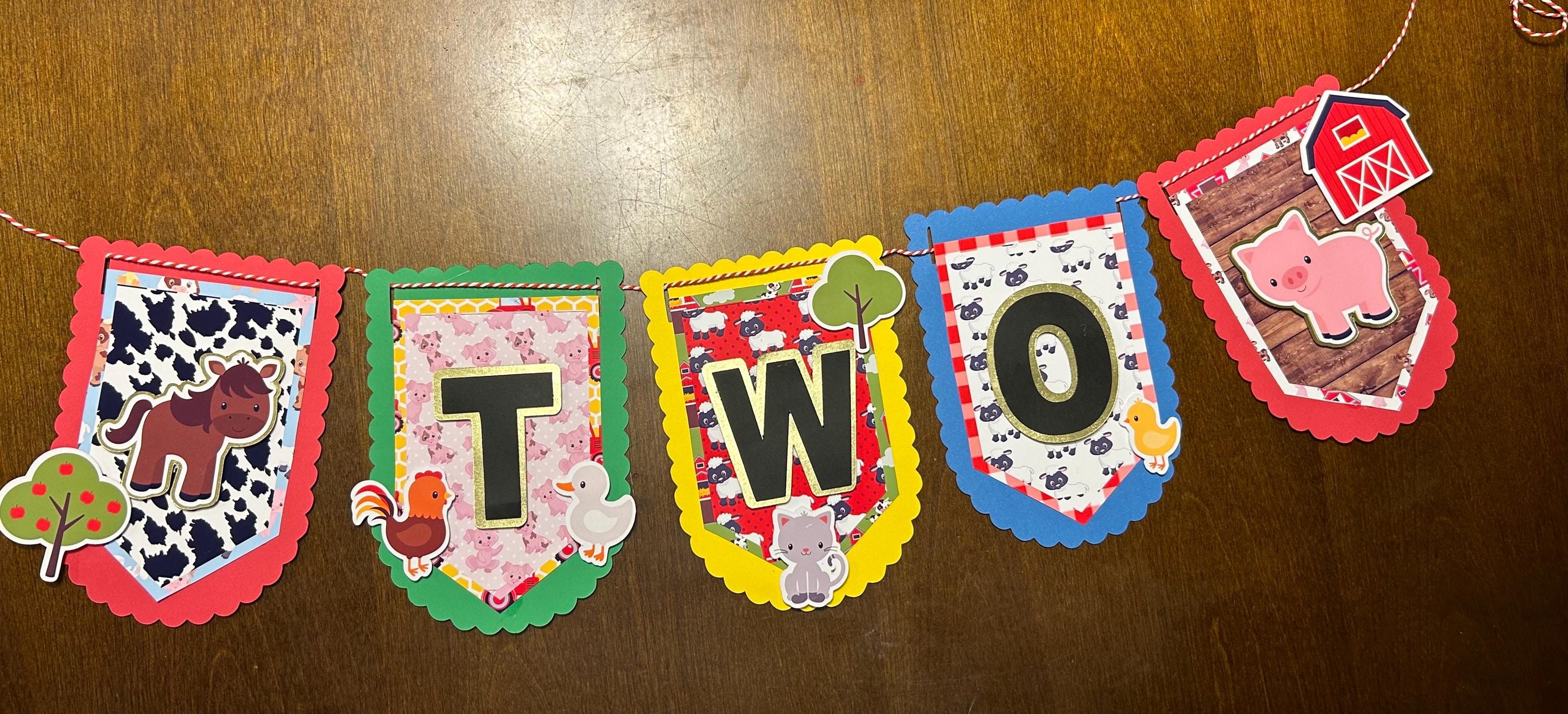 Farm Birthday Banner Chair Banner Second Birthday Party Happy Birthday Decoration - Thumbnail 4