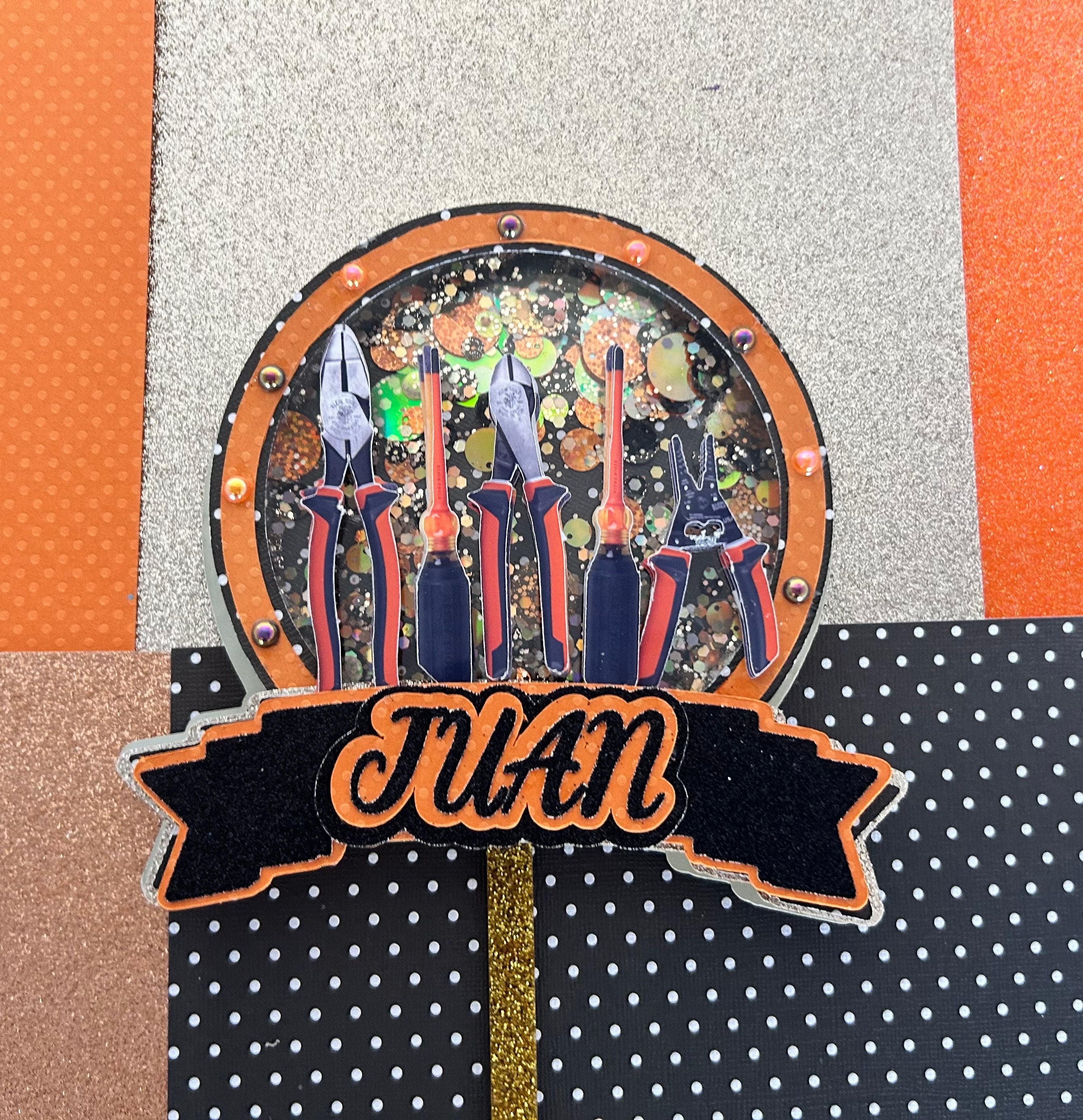 Tool box Cake Topper Men Construction Electrician Home Repair Screwdriver Happy Father’s Day Handy Man - Thumbnail 3