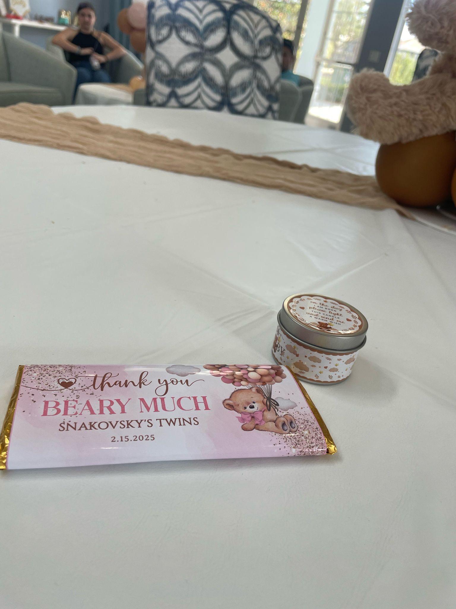 We Can Bearly Wait Personalized Chocolate Bars Girl Baby Shower Souvenir - Thumbnail 4