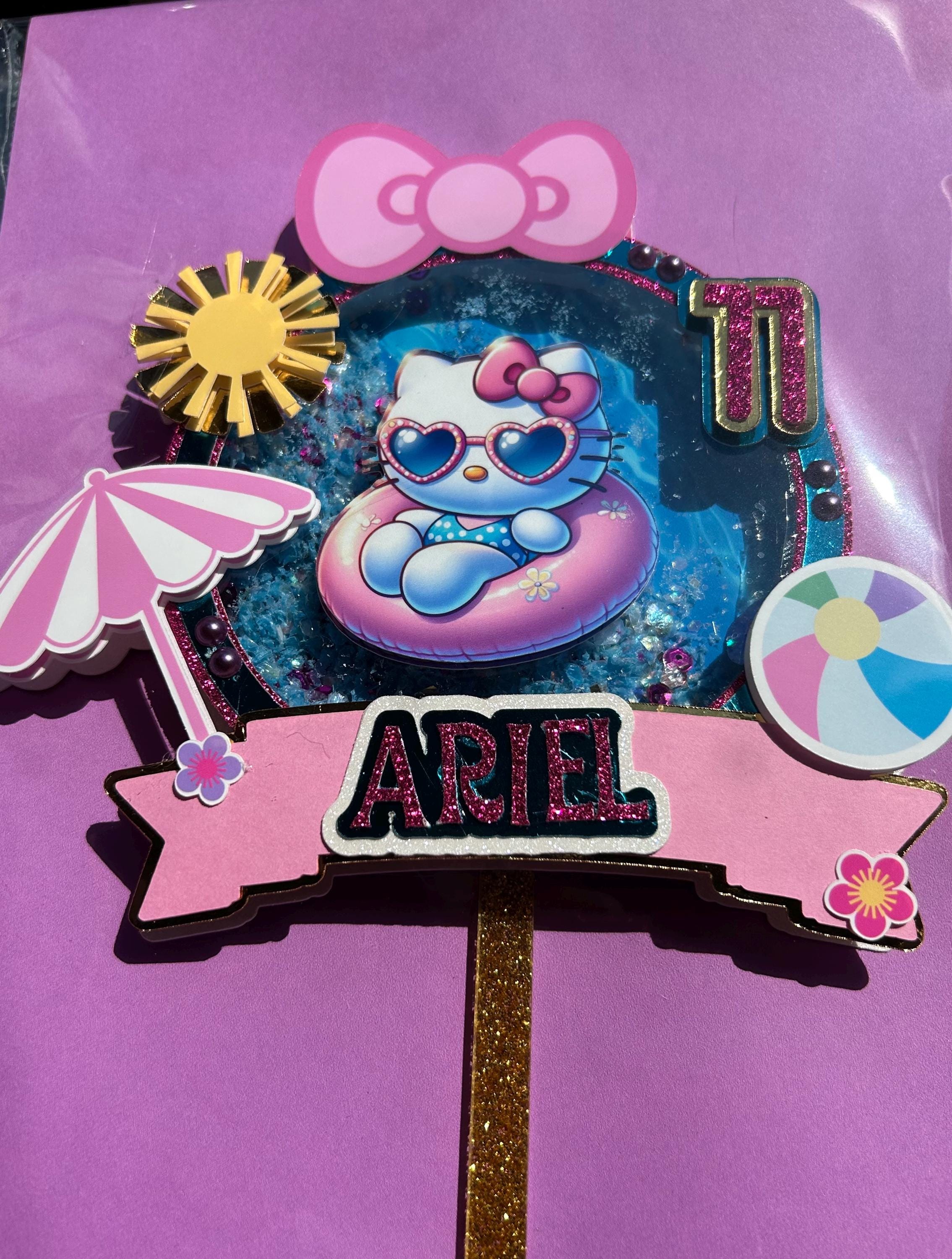 Kitty Birthday Cake Topper Pool Party Summer  Beach Birthday - Thumbnail 2