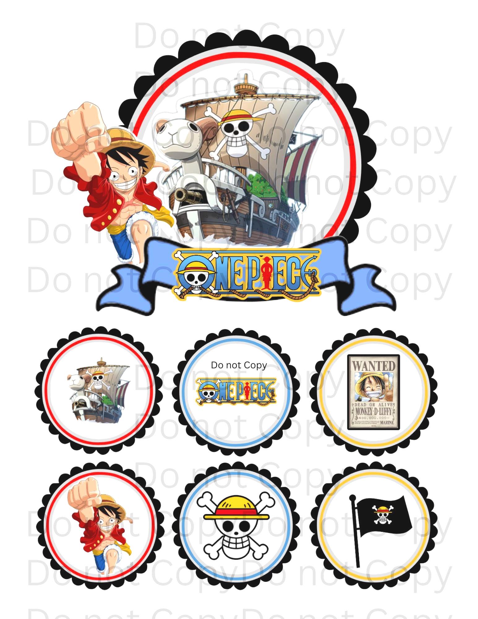 One Piece Cake Topper and 6 Cupcake Toppers - Thumbnail 2