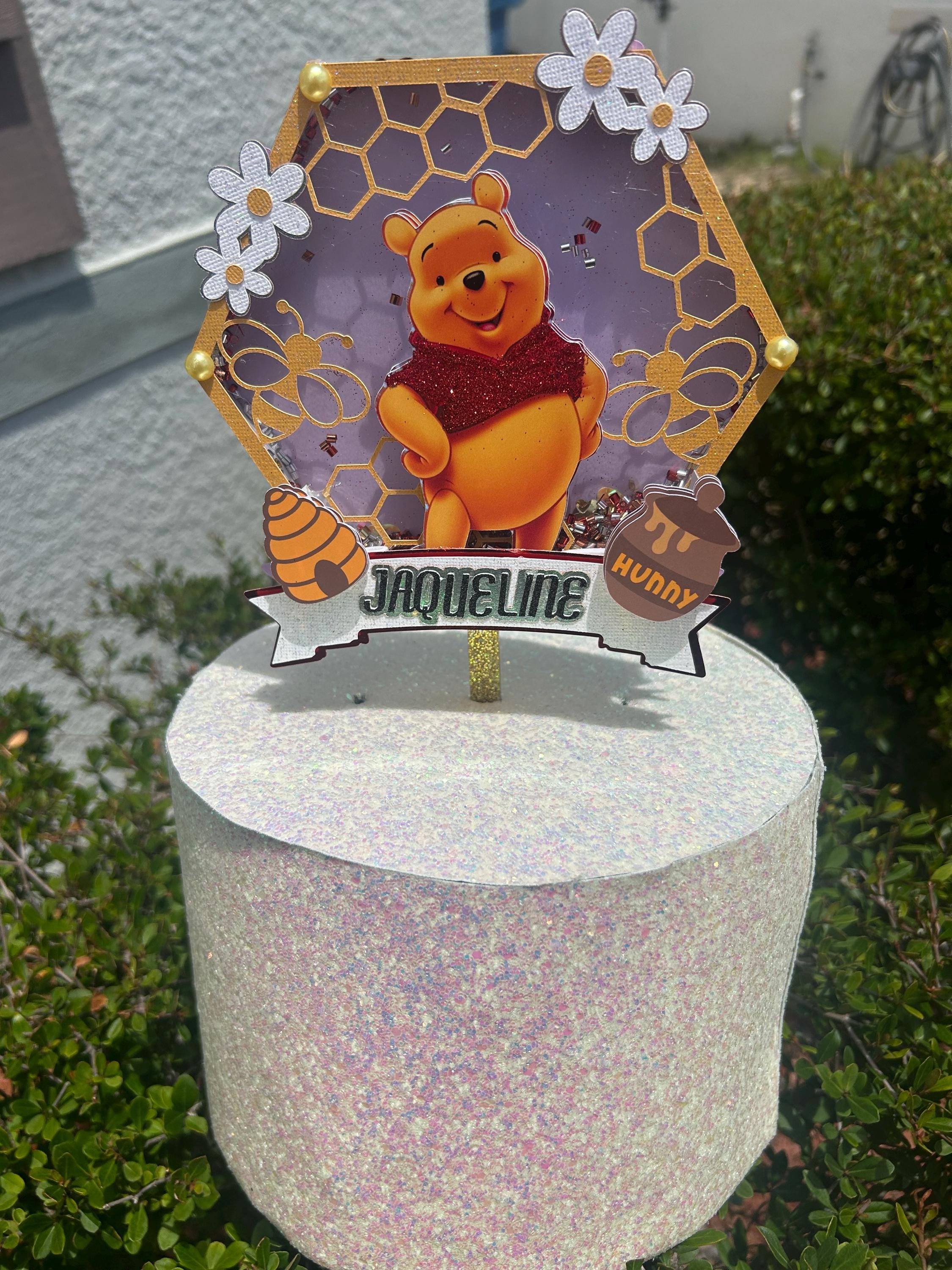 Winnie the Pooh Cake Topper – Personalized Honeycomb Birthday Decoration - Thumbnail 3