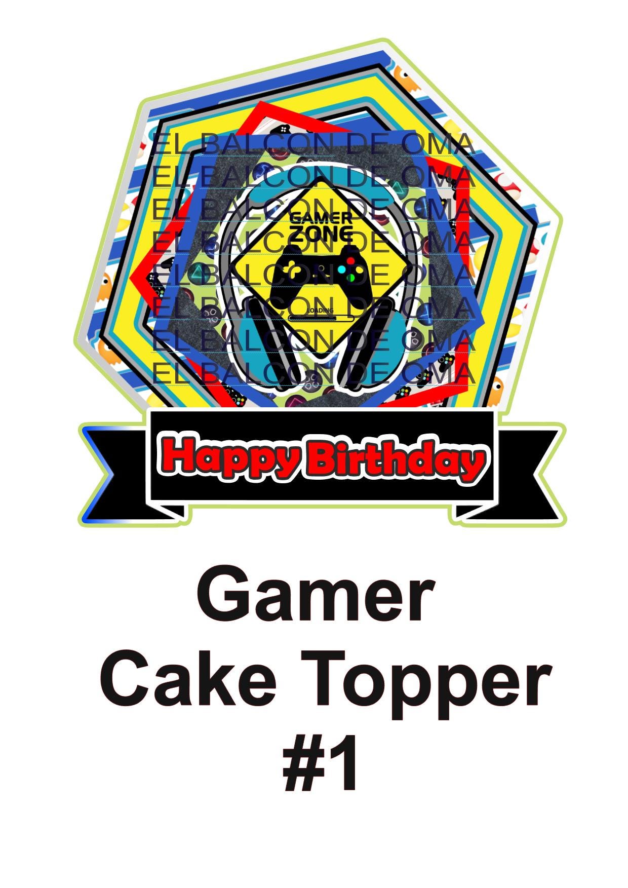 Gamer Cake Topper Bundle Print at Home - Thumbnail 2