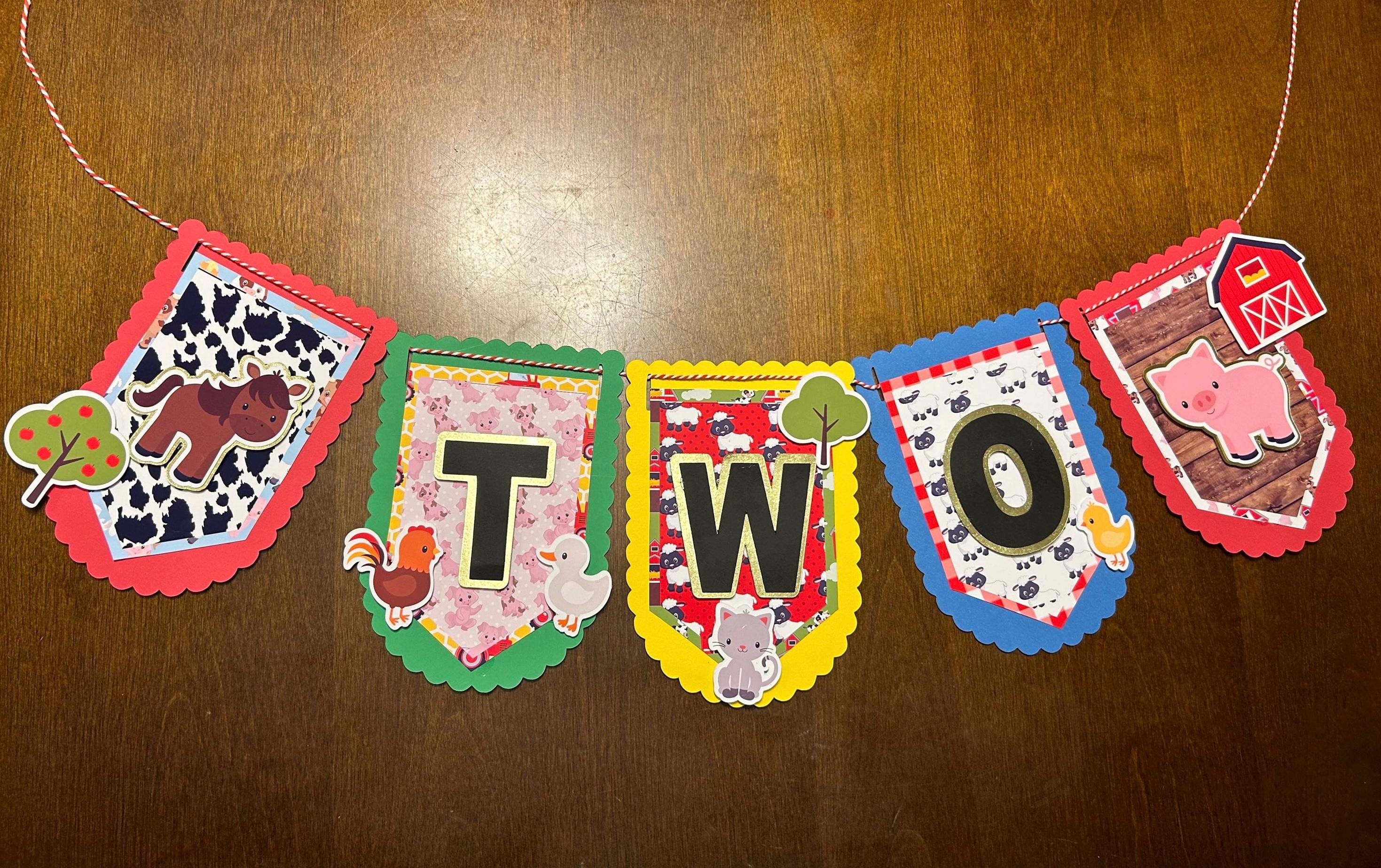 Farm Birthday Banner Chair Banner Second Birthday Party Happy Birthday Decoration - Thumbnail 2
