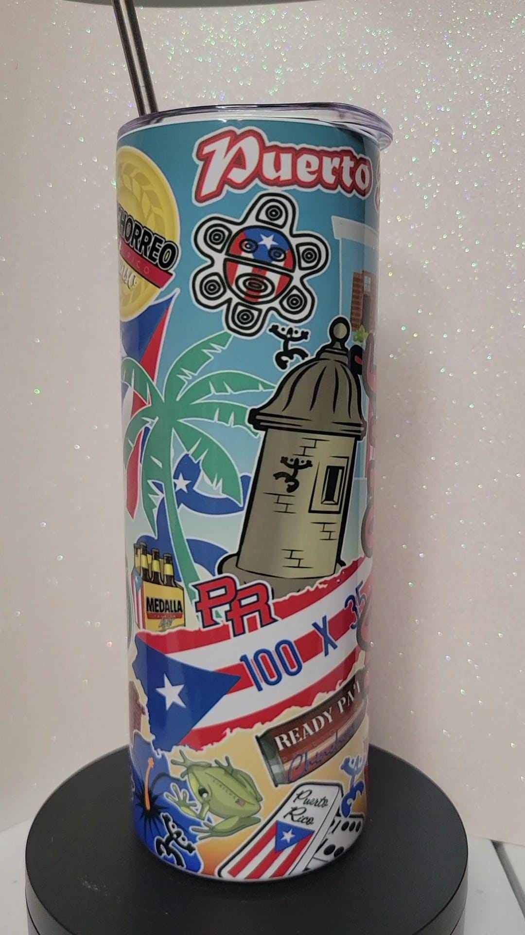 Boricua Puerto Rico Personalized Tumbler Cup Puertorican - Thumbnail 2