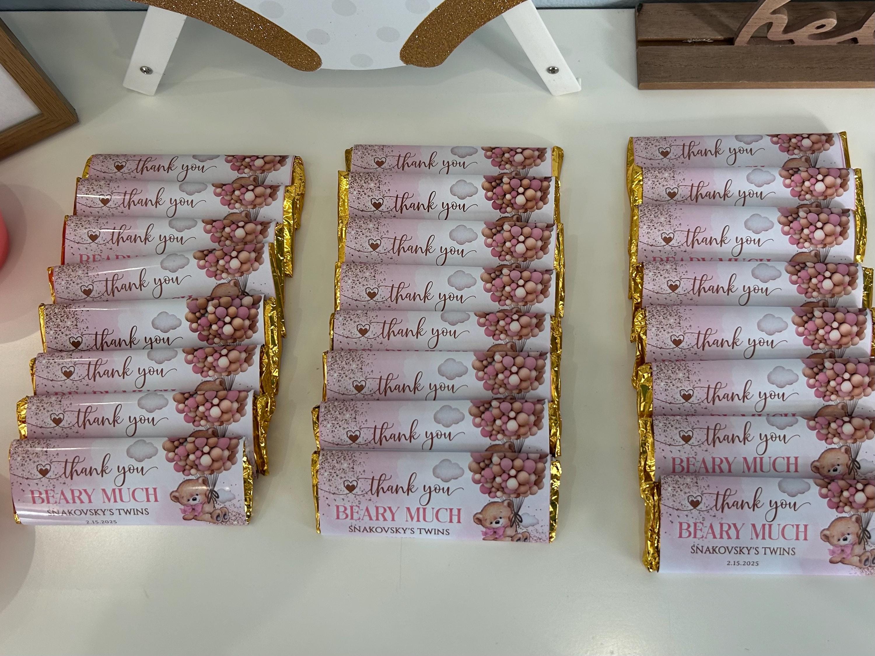 We Can Bearly Wait Personalized Chocolate Bars Girl Baby Shower Souvenir - Thumbnail 3