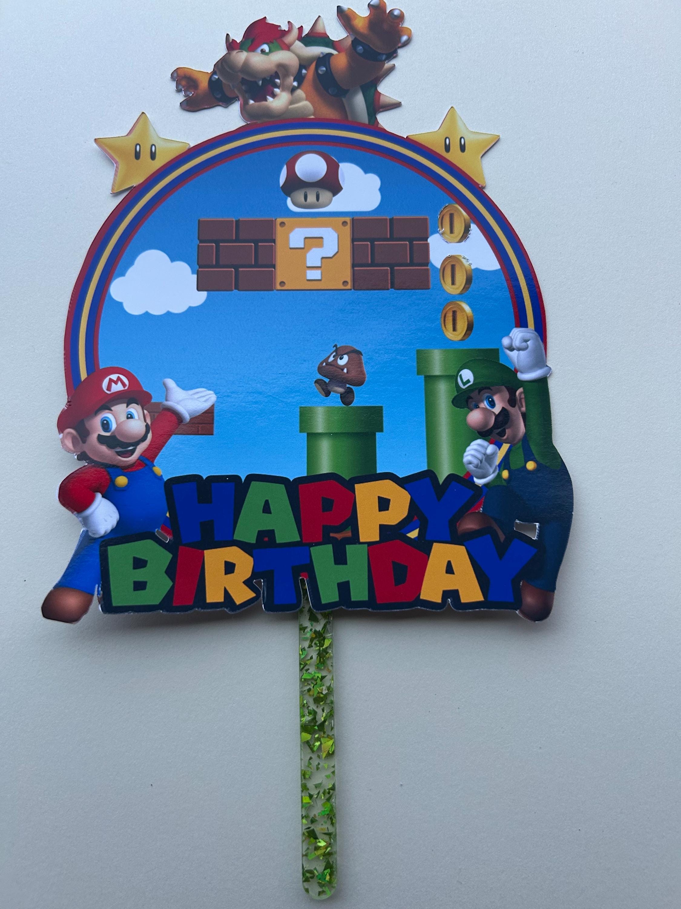 Mari o Luig i Gamer Birthday Digital Cake Topper - Print at Home - Thumbnail 2