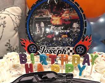 Set di decorazioni per torte di compleanno a forma di auto da corsa - Decorazione di compleanno personalizzata