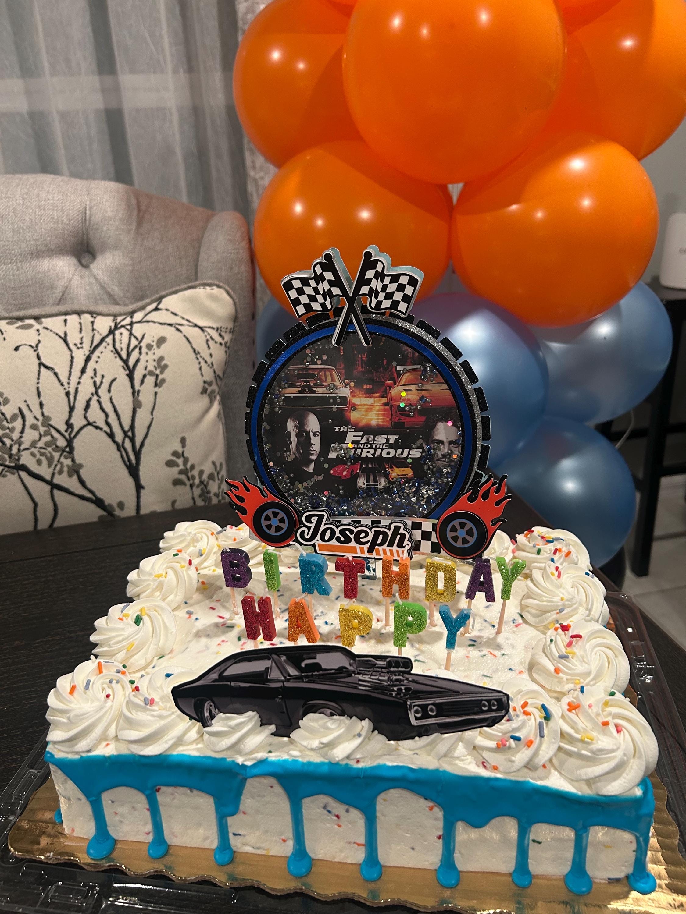 Fast & Furious Cake Topper Set – Personalized Birthday Decoration - Thumbnail 2